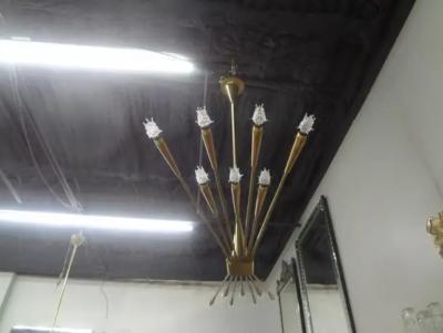Oscar Torlasco Italian Brass Sputnik Chandelier by Oscar Torlasco