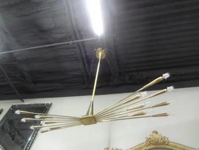 Oscar Torlasco Italian Brass Sputnik Chandelier by Oscar Torlasco