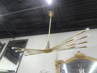 Oscar Torlasco Italian Brass Sputnik Chandelier by Oscar Torlasco