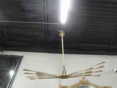 Oscar Torlasco Italian Brass Sputnik Chandelier by Oscar Torlasco