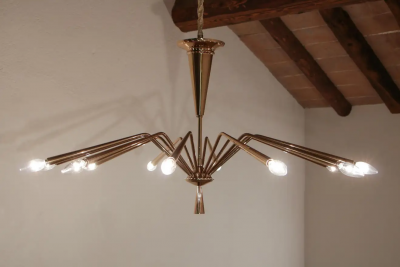 Oscar Torlasco Italian Mid Century Modern Torlasco Chandelier Model 342 Lumi Milano 1950s