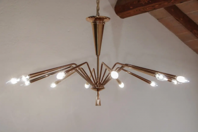 Oscar Torlasco Italian Mid Century Modern Torlasco Chandelier Model 342 Lumi Milano 1950s
