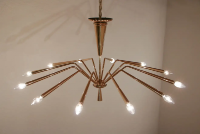Oscar Torlasco Italian Mid Century Modern Torlasco Chandelier Model 342 Lumi Milano 1950s