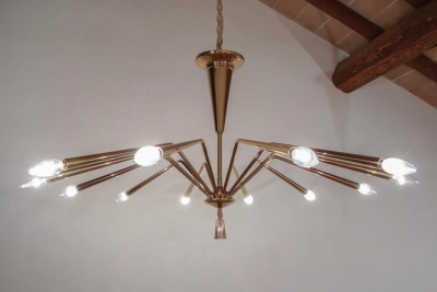 Oscar Torlasco Italian Mid Century Modern Torlasco Chandelier Model 342 Lumi Milano 1950s