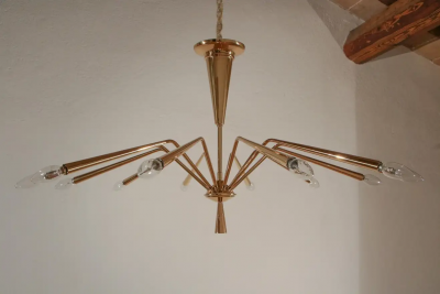 Oscar Torlasco Italian Mid Century Modern Torlasco Chandelier Model 342 Lumi Milano 1950s