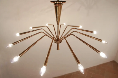 Oscar Torlasco Italian Mid Century Modern Torlasco Chandelier Model 342 Lumi Milano 1950s