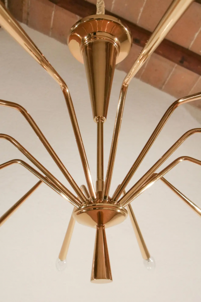Oscar Torlasco Italian Mid Century Modern Torlasco Chandelier Model 342 Lumi Milano 1950s