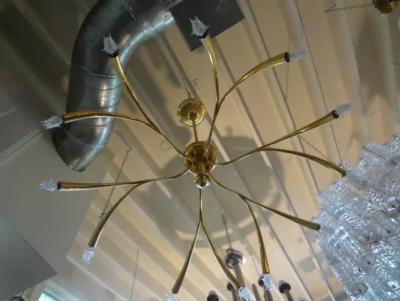 Oscar Torlasco Italian Midcentury Brass Chandelier Attributed to Oscar Torlasco