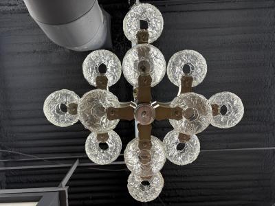 Oscar Torlasco Italian Modern Chrome Stainless and Glass Chandelier by Oscar Torlasco