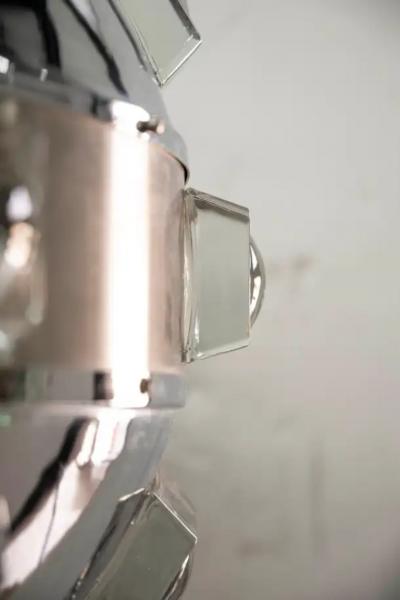 Oscar Torlasco Italian Modern Chrome and Glass Orb Lantern by Oscar Torlasco