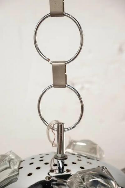 Oscar Torlasco Italian Modern Chrome and Glass Orb Lantern by Oscar Torlasco