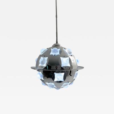 Oscar Torlasco Mid Century Chrome Glass Suspension Light by Oscar Torlasco