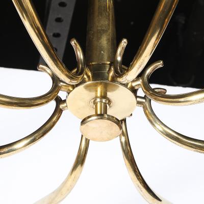 Oscar Torlasco Mid Century Polished Brass 8 Arm Sculptural Chandelier by Oscar Torlasco