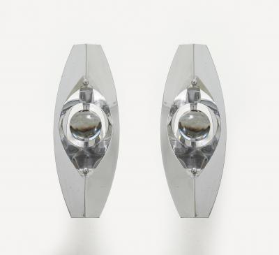 Oscar Torlasco Oscar Torlasco Italian Chrome Crystal Sconces