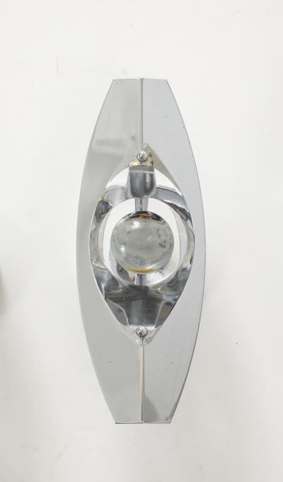 Oscar Torlasco Oscar Torlasco Italian Chrome Crystal Sconces
