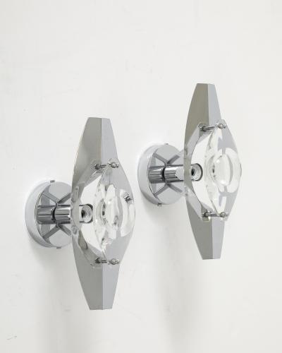 Oscar Torlasco Oscar Torlasco Italian Chrome Crystal Sconces