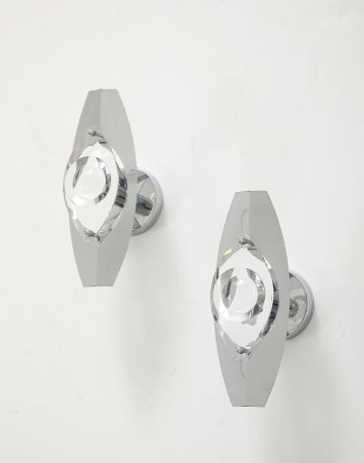 Oscar Torlasco Oscar Torlasco Italian Chrome Crystal Sconces