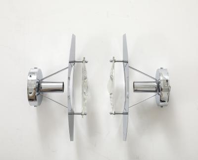 Oscar Torlasco Oscar Torlasco Italian Chrome Crystal Sconces