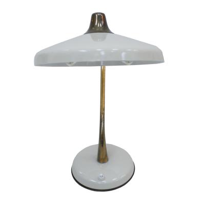 Oscar Torlasco Oscar Torlasco Mid Century Modern White Steel And Brass Table Lamp Italy 50s