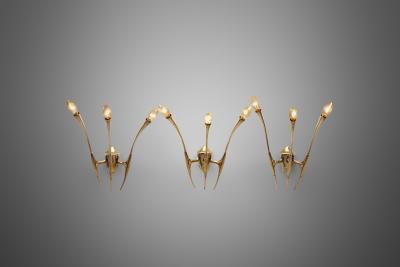 Oscar Torlasco Oscar Torlasco Sculptural Brass Wall Lights for Lumi Italy 1950s