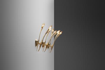 Oscar Torlasco Oscar Torlasco Sculptural Brass Wall Lights for Lumi Italy 1950s