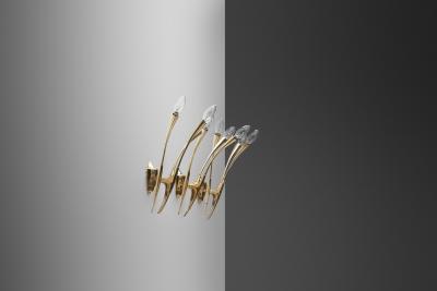 Oscar Torlasco Oscar Torlasco Sculptural Brass Wall Lights for Lumi Italy 1950s