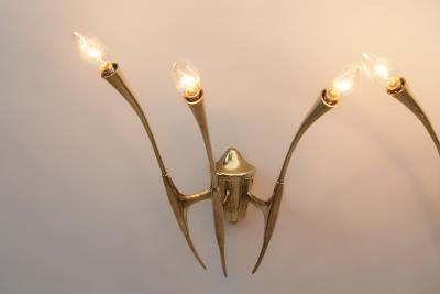 Oscar Torlasco Oscar Torlasco Sculptural Brass Wall Lights for Lumi Italy 1950s