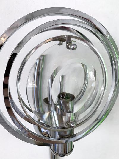 Oscar Torlasco Pair of Optical Metal Chrome Sconces by Oscar Torlasco Italy 1970s
