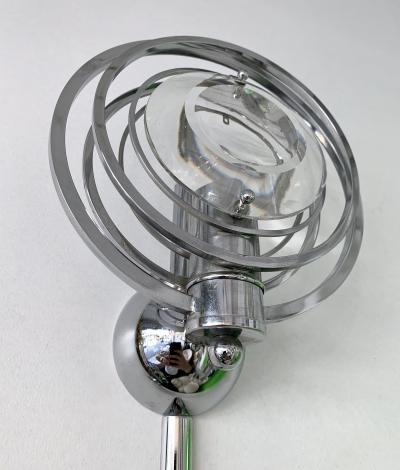 Oscar Torlasco Pair of Optical Metal Chrome Sconces by Oscar Torlasco Italy 1970s
