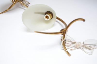 Oscar Torlasco Pair of Petite Brass and Glass Tripod Bedside Table Lamps by Oscar Torlasco