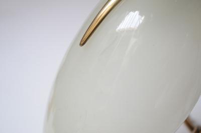 Oscar Torlasco Pair of Petite Brass and Glass Tripod Bedside Table Lamps by Oscar Torlasco