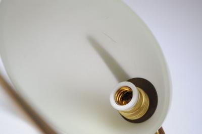 Oscar Torlasco Pair of Petite Brass and Glass Tripod Bedside Table Lamps by Oscar Torlasco