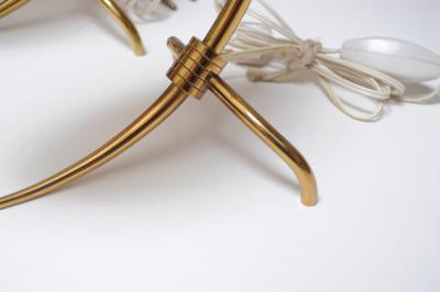 Oscar Torlasco Pair of Petite Brass and Glass Tripod Bedside Table Lamps by Oscar Torlasco