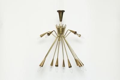 Oscar Torlasco Sputnik chandelier by Oscar Torlasco in brass Italy circa 1960s