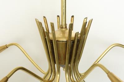 Oscar Torlasco Sputnik chandelier by Oscar Torlasco in brass Italy circa 1960s