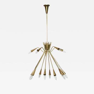 Oscar Torlasco Sputnik chandelier by Oscar Torlasco in brass Italy circa 1960s