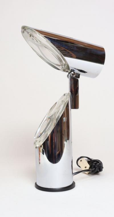 Oscar Torlasco Vintage Italian Chrome and Glass Collapsible Table Lamp by Oscar Torlasco