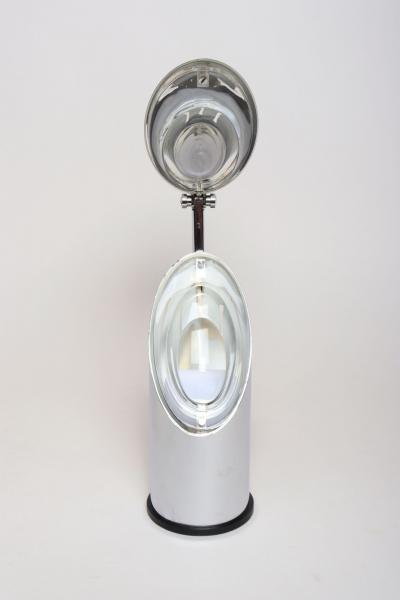 Oscar Torlasco Vintage Italian Chrome and Glass Collapsible Table Lamp by Oscar Torlasco