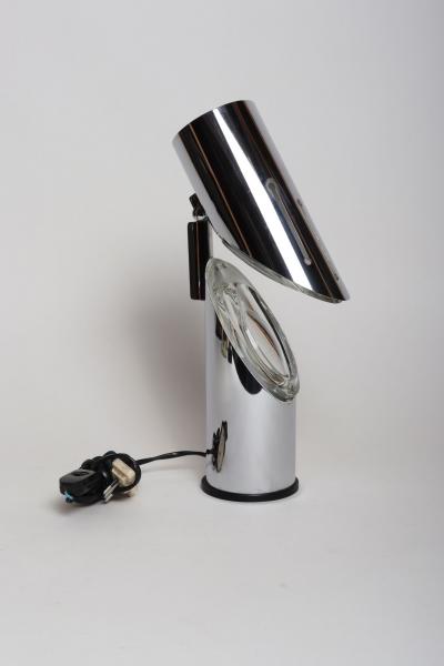 Oscar Torlasco Vintage Italian Chrome and Glass Collapsible Table Lamp by Oscar Torlasco