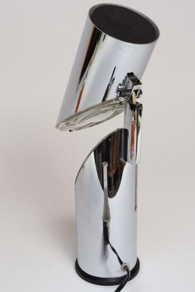 Oscar Torlasco Vintage Italian Chrome and Glass Collapsible Table Lamp by Oscar Torlasco