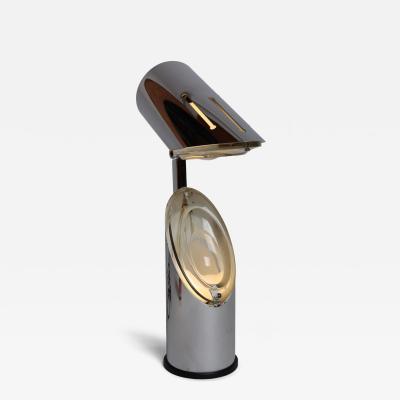 Oscar Torlasco Vintage Italian Chrome and Glass Collapsible Table Lamp by Oscar Torlasco