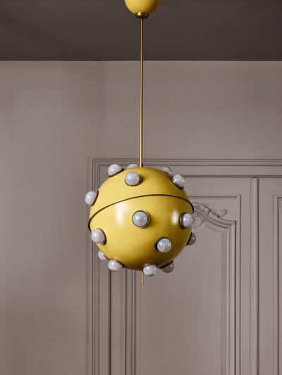 Oscar Torlasco Yellow Mod 551 Chandelier by Oscar Torlasco for Lumi