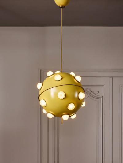 Oscar Torlasco Yellow Mod 551 Chandelier by Oscar Torlasco for Lumi