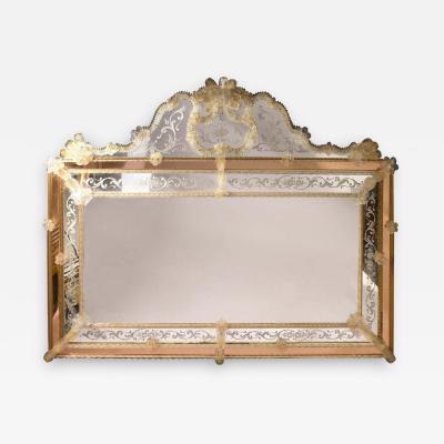 Oscar Zanetti Superb Midcentury Venetian Mirror Murano signed Zanetti O