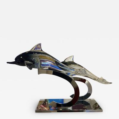 Oscar Zanetti Twin Dolphins by Murano Glass Master Zanetti