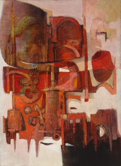 Oskar D Amico Red Abstract Construction