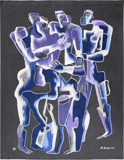 Ossip Zadkine Bleu et violet sur fond noir