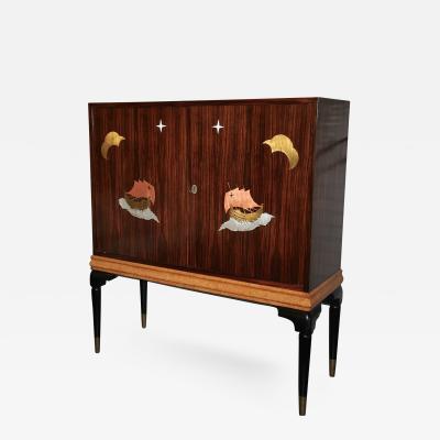 Osvaldo Borsani 1940s Macassar Ebony and Burl Wood Bar Cabinet by Osvaldo Borsani