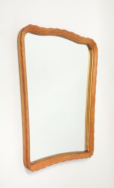 Osvaldo Borsani Carved Maple Mirror and Wall Mounted Rosewood Maple Console by Osvaldo Borsani