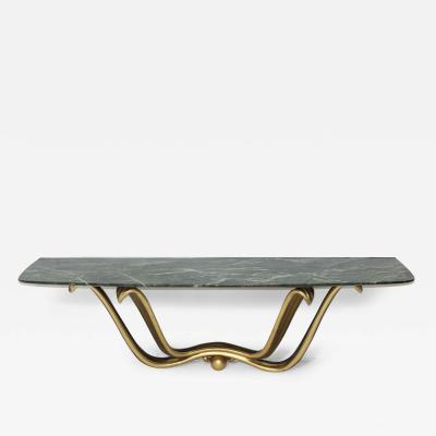 Osvaldo Borsani Gold Leafed Gesso Verde Antico Marble Console by Osvaldo Borsani 1945 Italy